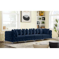 Meridian Furniture USA 138" Velvet Square Arm Modular Sofa
