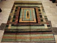 Modern Afghan Gabbeh Mahal Vegetable Dyed Wool Carpet Hand Knotted Area Rug (8 X 5)'