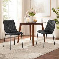 17 Stories Caledian Tufted Faux Leather Upholstered Dining Side Chairs