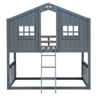 Harper Orchard Twin Over Twin House Bunk Bed With Ladder