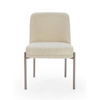 Latitude Run® Kayleeonna Upholstered Dining Chair In Natural Light Linen And Brushed Nickel Metal