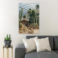 Foundry Select Cactus Plants In Glass House - 1 Piece Rectangle Graphic Art Print On Wrapped Canvas