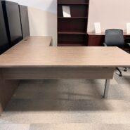 Global Newland L-Shape Desk with Metal Leg and Box/File Pedestal – 72 x 78 – Absolute Acajou in Desks in Peterborough Area
