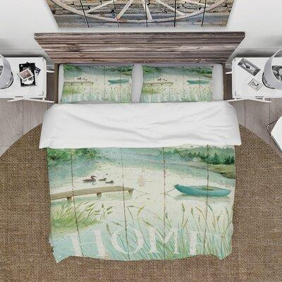 East Urban Home Lakeside Boats Welcome Home Duvet Cover Set in Bedding