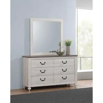 Rosalind Wheeler Ayni 6 Drawer 59" W Double Dresser with Mirror