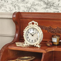 Ophelia & Co. Small Table Clock Silent Non-ticking, Shelf Desk Top Clock Battery Operated Vintage Rustic Design, Chic Ho