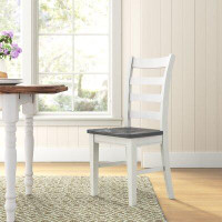Laurel Foundry Modern Farmhouse Hoddesd Solid Wood Ladder Back Side Chair in White Stain