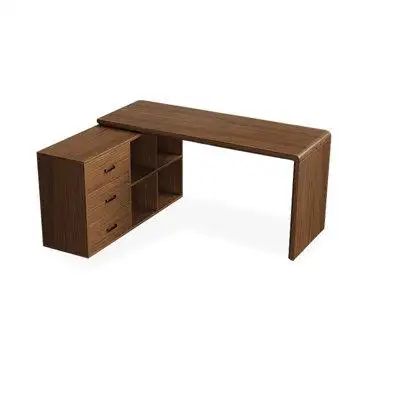 WONERD Brown Solid Wood L-shape Desk