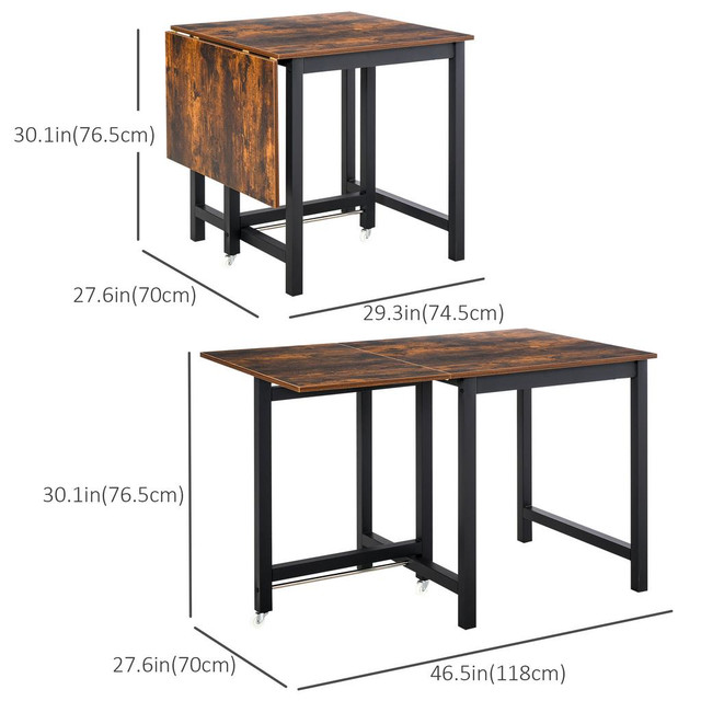 Folding table 46.5" x 27.6" x 30.1" Rustic Brown in Kitchen & Dining Wares - Image 3