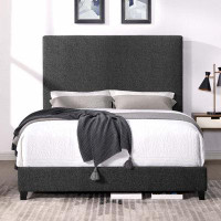 wtressa Charcoal Grey Upholstered Platform Bed