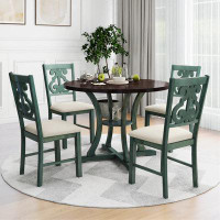 Red Barrel Studio 5-Piece Set, Round Dining Table With Storage Shelf And 4 Chairs