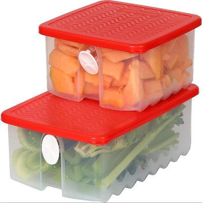 Prep & Savour Fresh Fruit And Vegetable Food Keeper Saver Storage Container With Air Vented Lids Dishwasher, Freezer, Re in Refrigerators