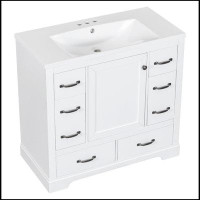Wildon Home® 36" Bathroom Vanity With Sink Combo, Six Drawers, Multi-Functional Drawer Divider, Adjustable Shelf