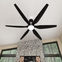 Wrought Studio 66" Baylee 6 - Blade Propeller Ceiling Fan with Remote Control and Wall Control and Light Kit Included
