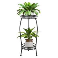 Mercer41 2 Tier Metal Plant Stand Flower Pot Holder  Tall Indoor Outdoor Corner Multiple Plants Pot Rack  Rustproof Iron