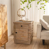 Millwood Pines Retro Fashion Splicing Design Side Cabinet Coffee Table
