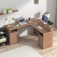 Latitude Run® 98.25" L-Shaped Computer Desk Reversible Corner Executive Desk or 2 Person Long Table