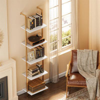 Everly Quinn Modern 5-Tier Wall-Mounted Bookshelf - Space-Saving & Multifunctional Design