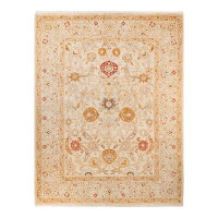 Isabelline Isabelline Eclectic One Of A Kind Contemporary Hand Made Hand Knotted Ivory Area Rug 9X12