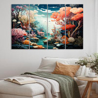 Dovecove Underwater Coral Reef Depths II - Coral Metal Wall Decor Set 4