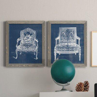 Ophelia & Co. Antique Chair Blueprint V - 2 Piece Picture Frame Set on Canvas