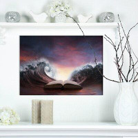 East Urban Home Bible and Two Large Waves - Wrapped Canvas Graphic Art Print