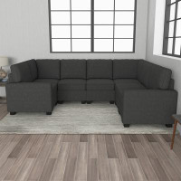 Latitude Run® 137.6" Wide U-Shaped Modular Sectional Sofa 7-Seat Fabric Couch For Personalized Living Room Layouts