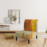 East Urban Home Autumn Landscape - Farmhouse Upholstered Slipper Chair