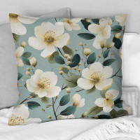 East Urban Home Watercolor Whimsy White Serenaded Gardens - Floral Printed Throw Pillow