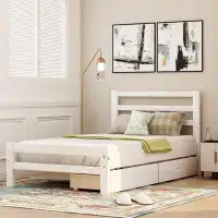 Red Barrel Studio Full Size Wood Platform Bed With Two Drawers