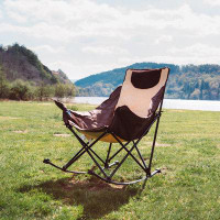 Arlmont & Co. Luxury Padded Recliner, Oversized Folding Lawn Chair with Pocket and Carry Bag