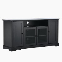 Winston Porter TV Stand For TV With 2 Tempered Glass Doors Adjustable Panels Open Style Cabinet, Sideboard For Living Ro