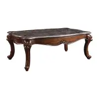 World Menagerie Gulzaar Coffee Table with Marble Top in Brown and Cherry