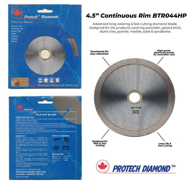 4.5” Continuous Rim Tile  Premium Diamond Blade dans Outils électriques