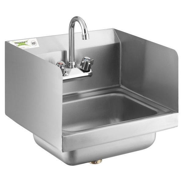 17 x 15 Wall Mounted Hand Sink with Gooseneck Faucet and Side Splash in Other Business & Industrial
