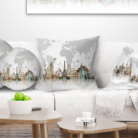 Made in Canada - East Urban Home Famous Monuments Across World Square Pillow Cover & Insert