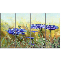 Design Art Cornflowers in Full Bloom Floral 4 Piece Painting Print on Wrapped Canvas Set