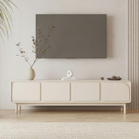 Hokku Designs Modern TV Stand, White TV Cabinet With Tall-Cast Metal Legs, MDF, 70.87"