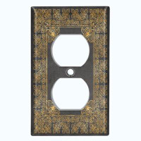 WorldAcc Metal Light Switch Plate Outlet Cover (French Victorian Frame Black 4 - Single Duplex)