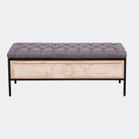 Gracie Oaks Cheriese Linen Upholstered Storage Bench