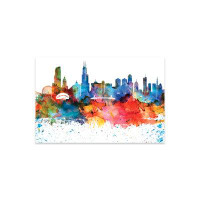 iCanvas Chicago Colourful Watercolor Skyline Print On Acrylic Glass