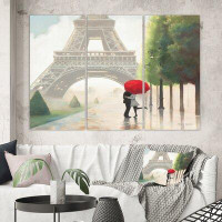 Made in Canada - East Urban Home Romantic French 'Paris Romance Couples' Painting Multi-Piece Image on Canvas