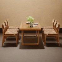 Latitude Run® 78.74" Brown Rectangular Solid Wood Dining Table