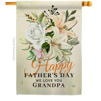 Breeze Decor Father & Grandpa House Flag Father's Day Family 28 X40 Inches Double-Sided Decorative Decoration Yard Banne