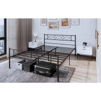 Charlton Home 14" Wrought Iron Bed With Headboard And Under Bed Storage