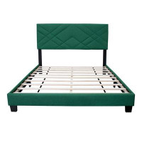 Winston Porter GREEN QUEEN SIZE BED FRAME WITH ADJUSTABLE HEADBOARD