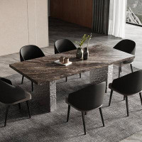 RARLON Italian minimalist marble dining table modern simple rectangular dining table and chair combination