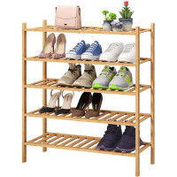 Rebrilliant 5-Tier Bamboo Shoe Rack for Entryway