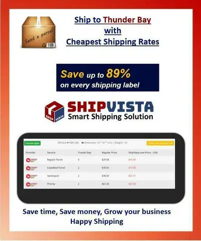 Cheapest Shipping Rates for packages to Thunder Bay