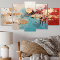 Mercer41 Gold Red Collage Majesty - Abstract Collages Metal Wall Decor Set